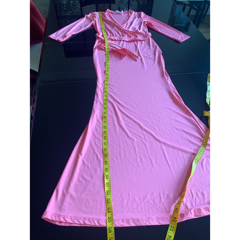 Coral pink surplice body stretch maxi dress, NWOT S - Picture 9 of 12